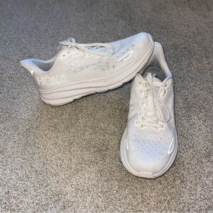 Women’s Size 9.5 Hoka Clifton 9 All-White Running Shoe